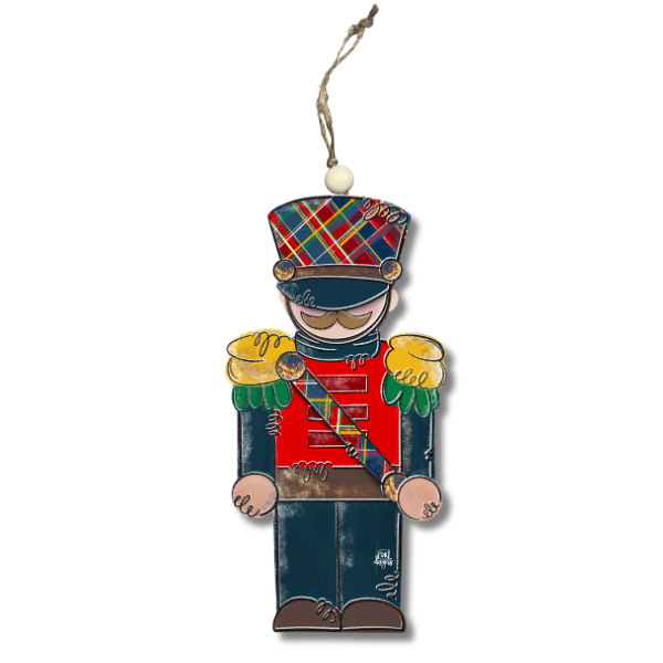 Plaid Navy Solider Ornament