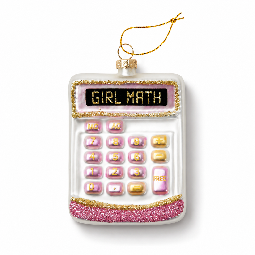 Girl Math Calculator - Glass Ornament