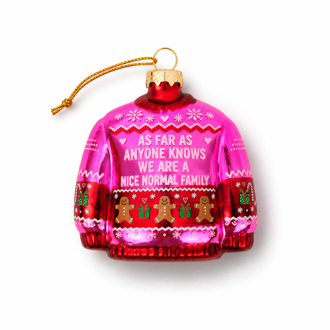 Nice Normal Family - Ugly Sweater - Glass Ornament