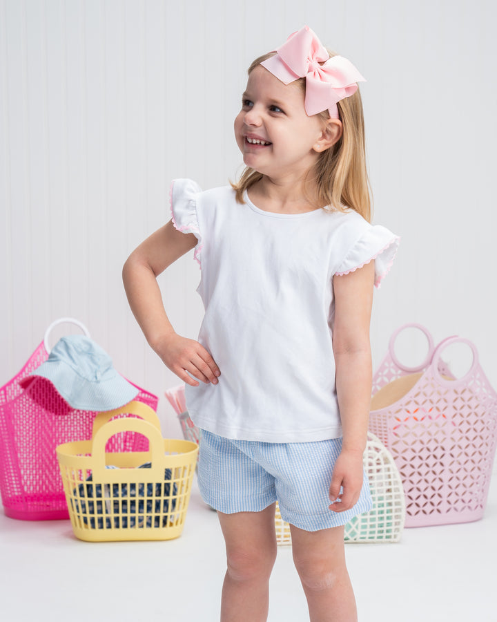 Beverly White W/ Pink Ric Rac Shirt