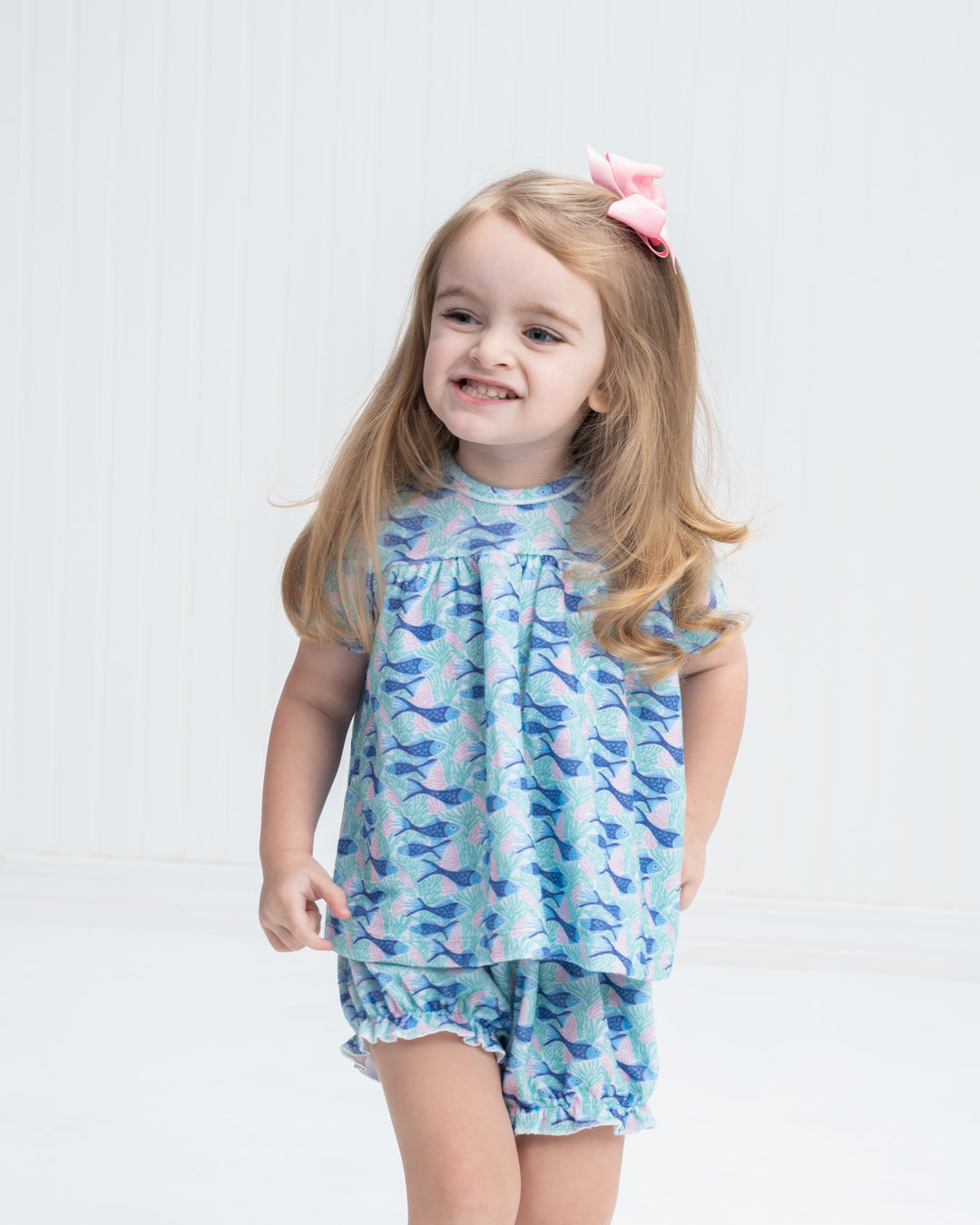Ava Fishy Friends French Terry Cloth Bloomer Set