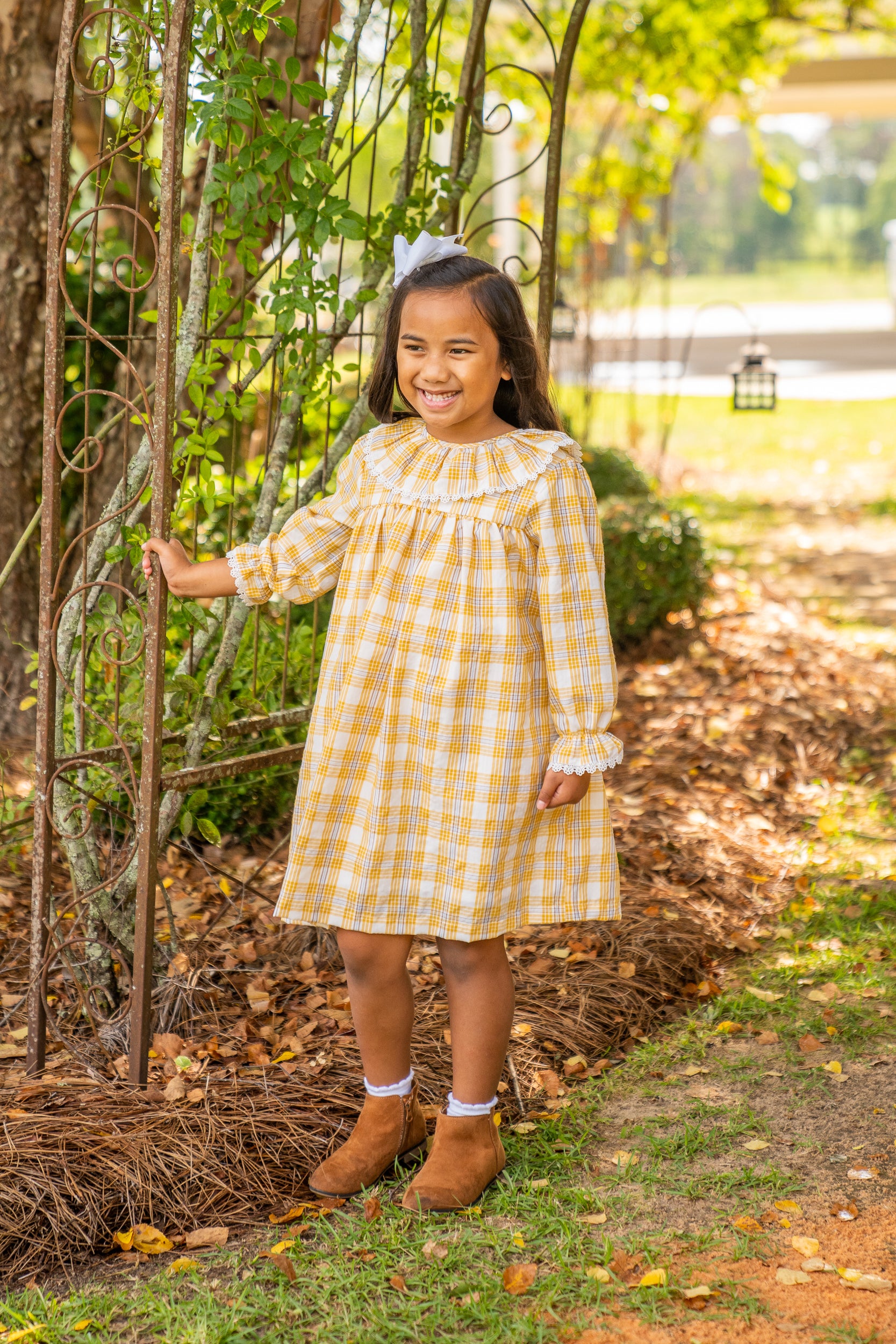 Hunter Mustard Blue Plaid Dress