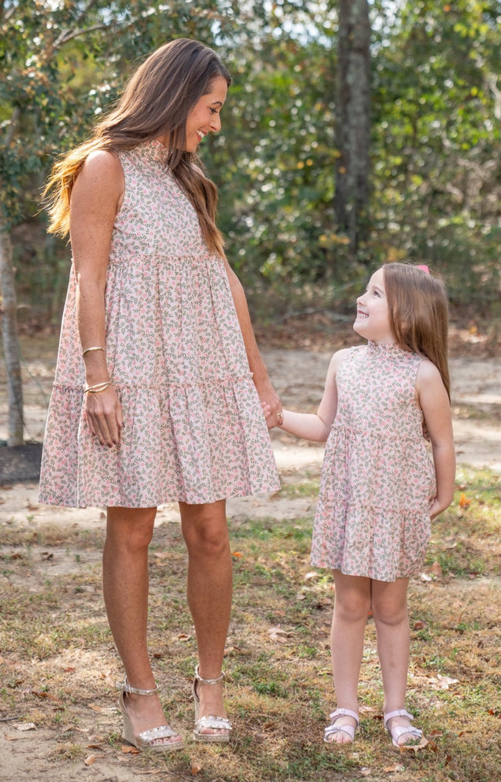 Christa Mom Pink and Green Floral Dress