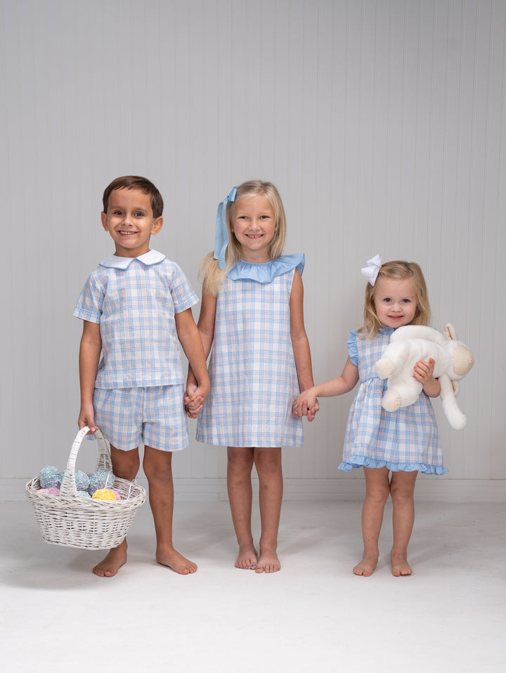 Reagan Pink & Blue Plaid Bloomer Set