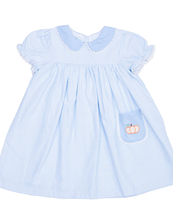 Christina Blue Pumpkin Applique Dress
