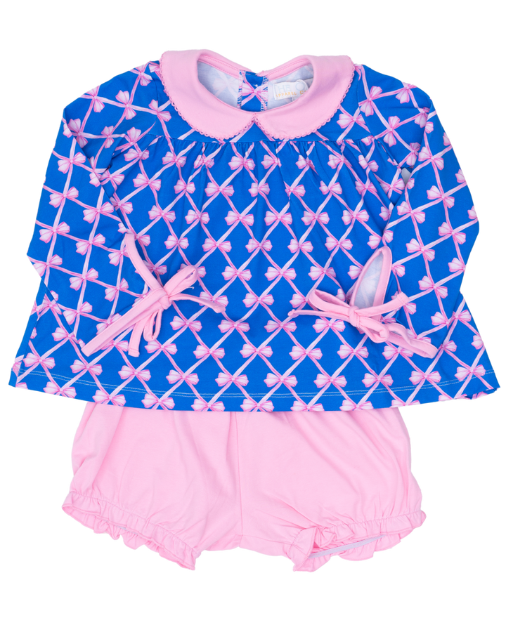 Mary Charlotte Blue Ribbon Bow Bloomer Set