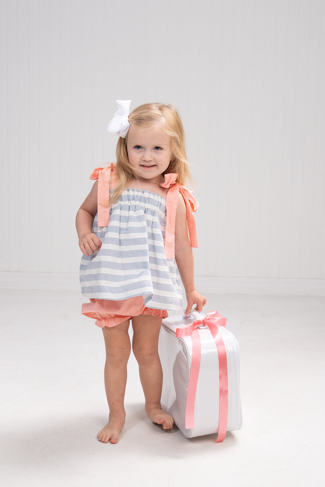 Wrenley Blue and White Stripe Bloomer Set