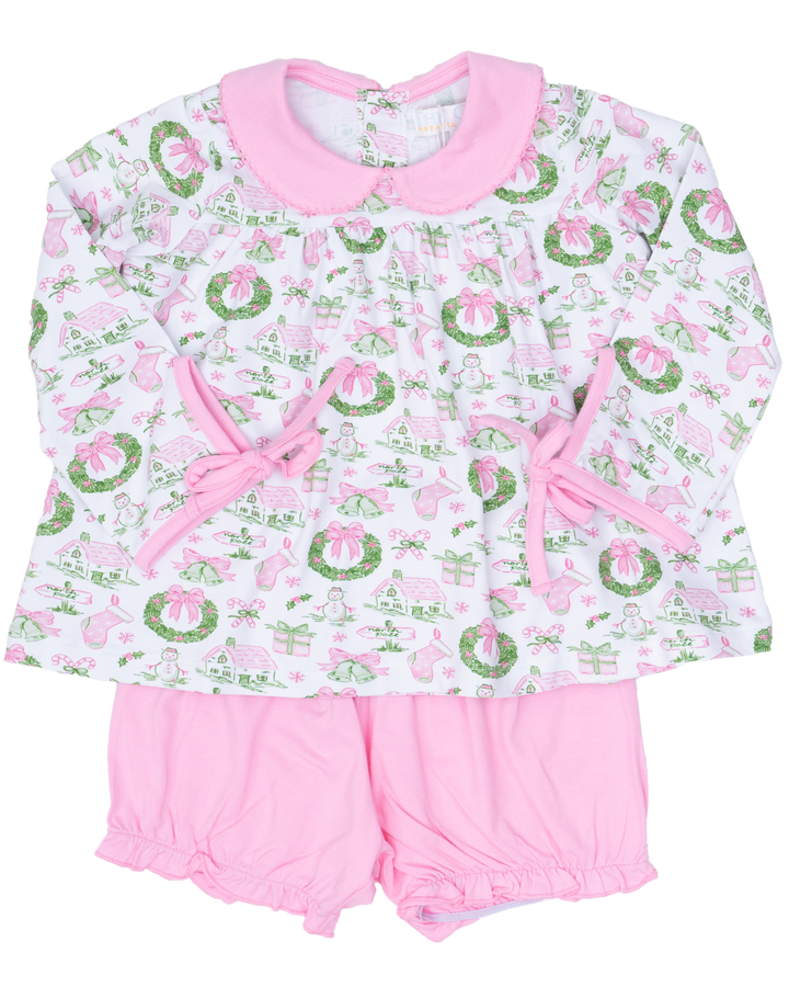 Mary Charlotte Pink Holiday Toile Bloomer Set