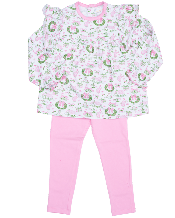 Abree Pink Holiday Toile Legging Set