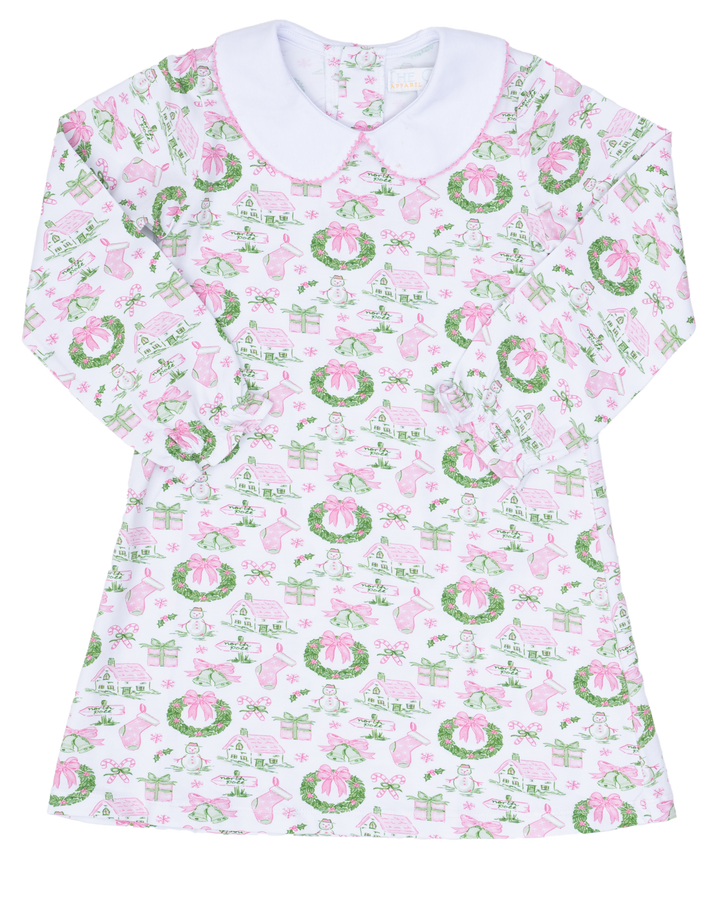 Presley Kait Pink Holiday Toile Dress