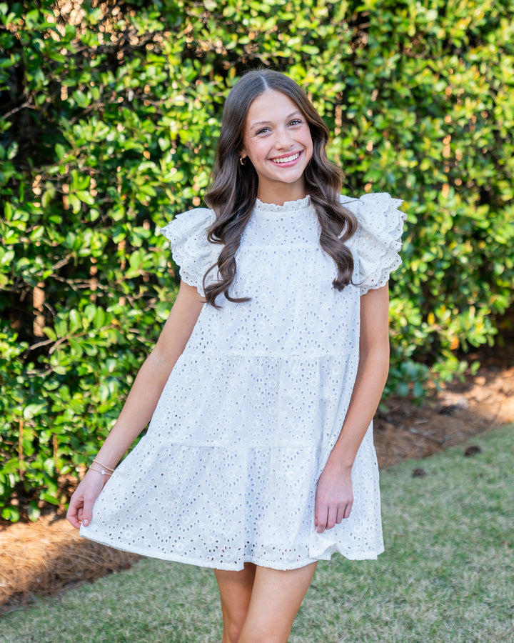Hallie White Eyelet Dress