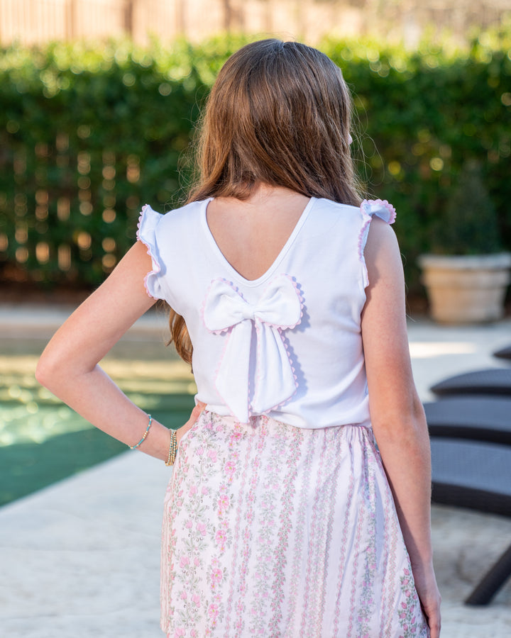 Beverly White W/ Pink Ric Rac Shirt