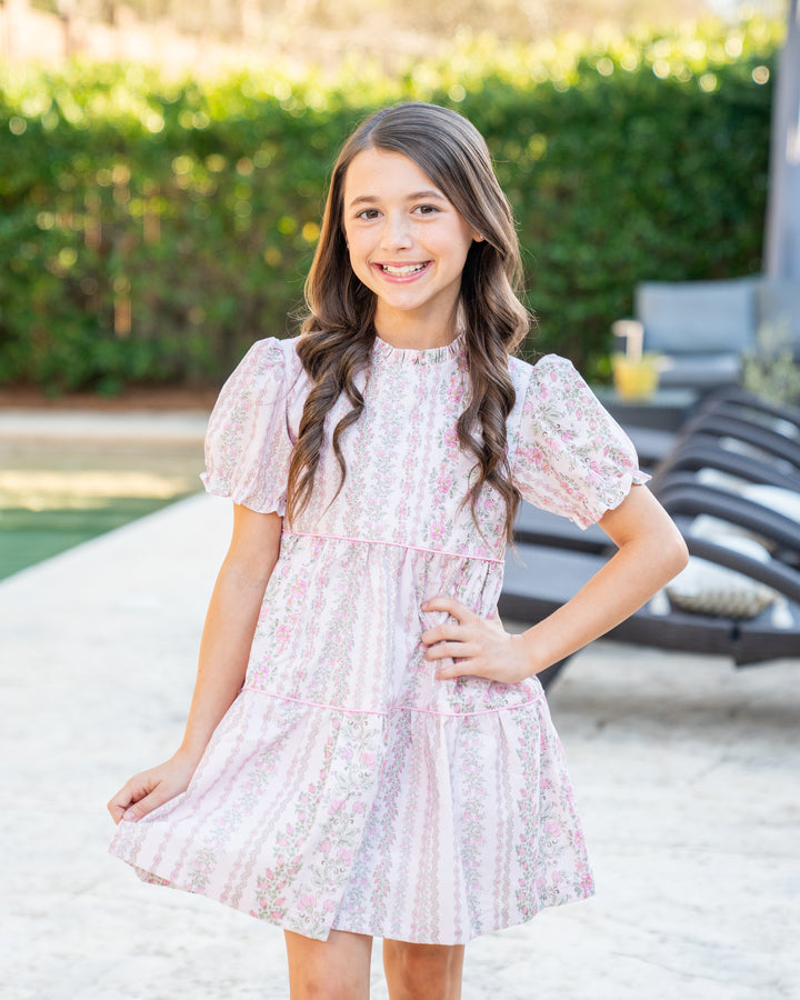 Valeria Pretty Pink Trellis Dress