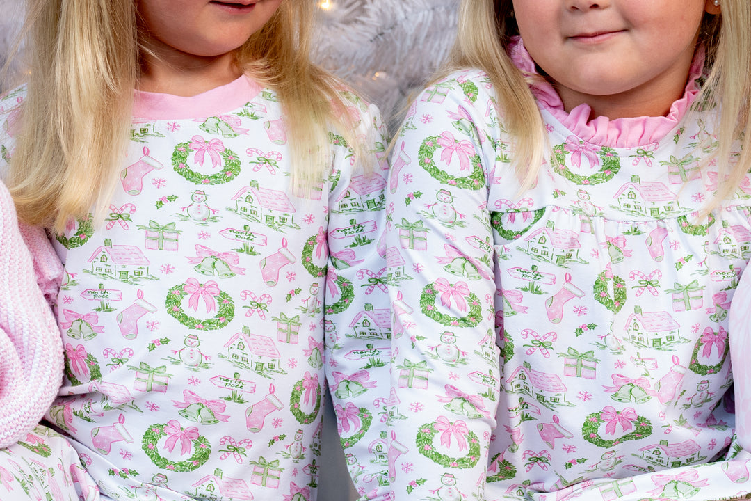 Pink Holiday Toile Loungewear Dress