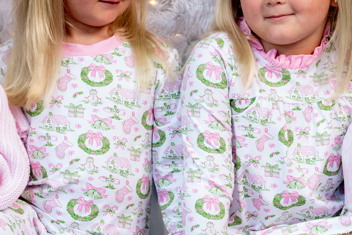 Pink Holiday Toile Loungewear Dress
