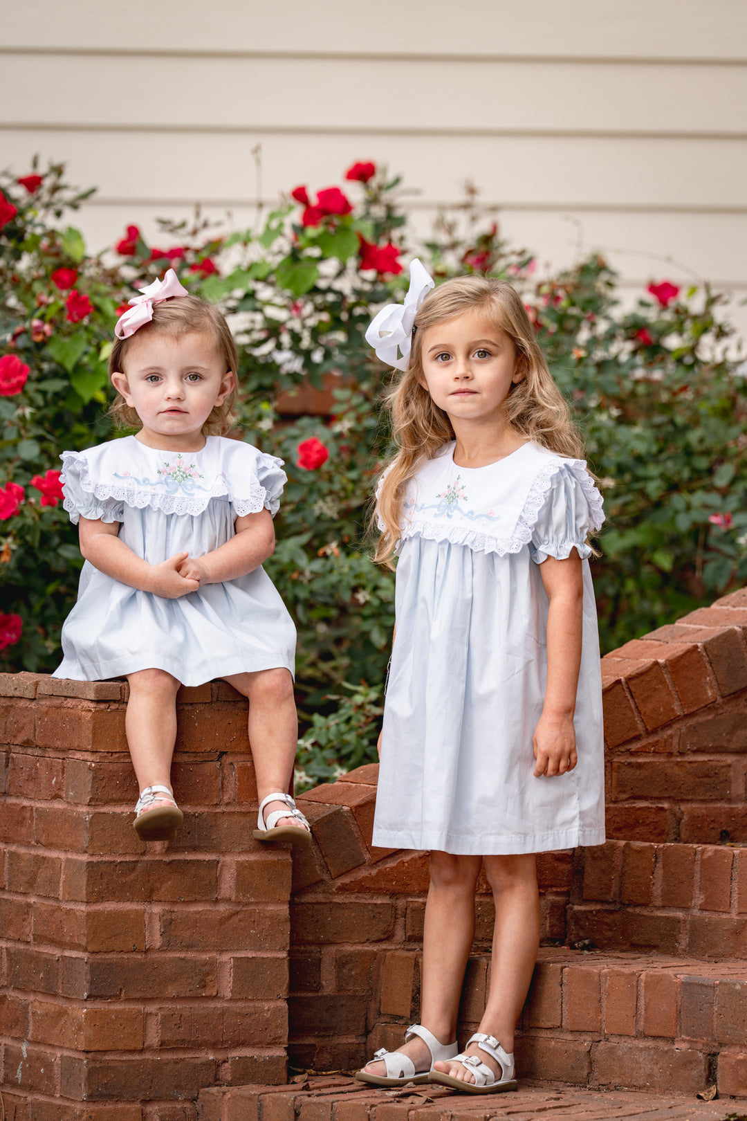 Remi Porcelain Blue Floral Bow Dress