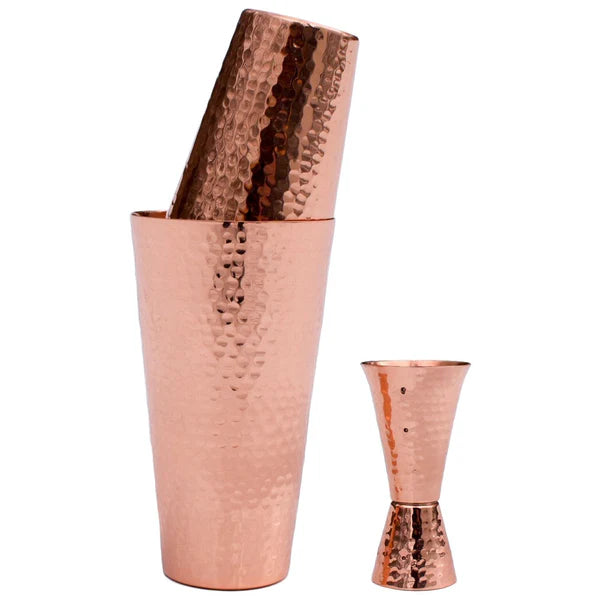 Hammered Solid Copper Cocktail Shaker Set