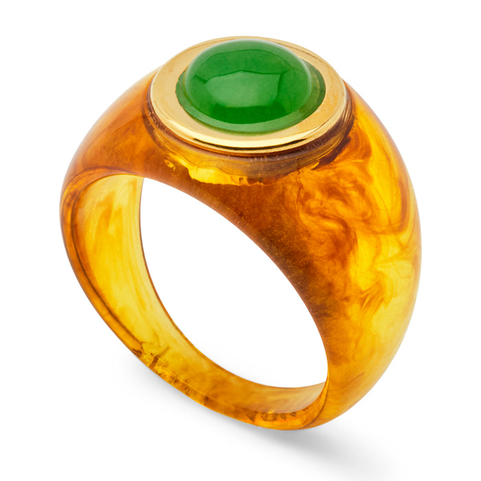 Resin Ring w Green Quartz