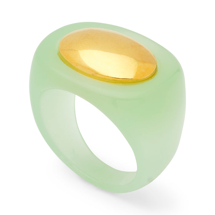 Big Resin Ring w Gold Medallion