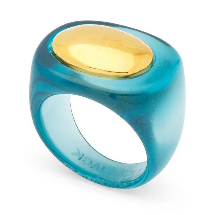 Big Resin Ring w Gold Medallion