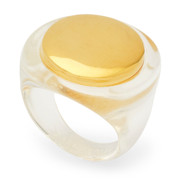 Circle Resin Ring w Gold Medallion
