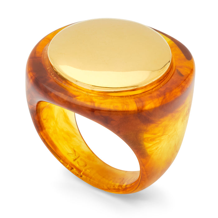 Circle Resin Ring w Gold Medallion