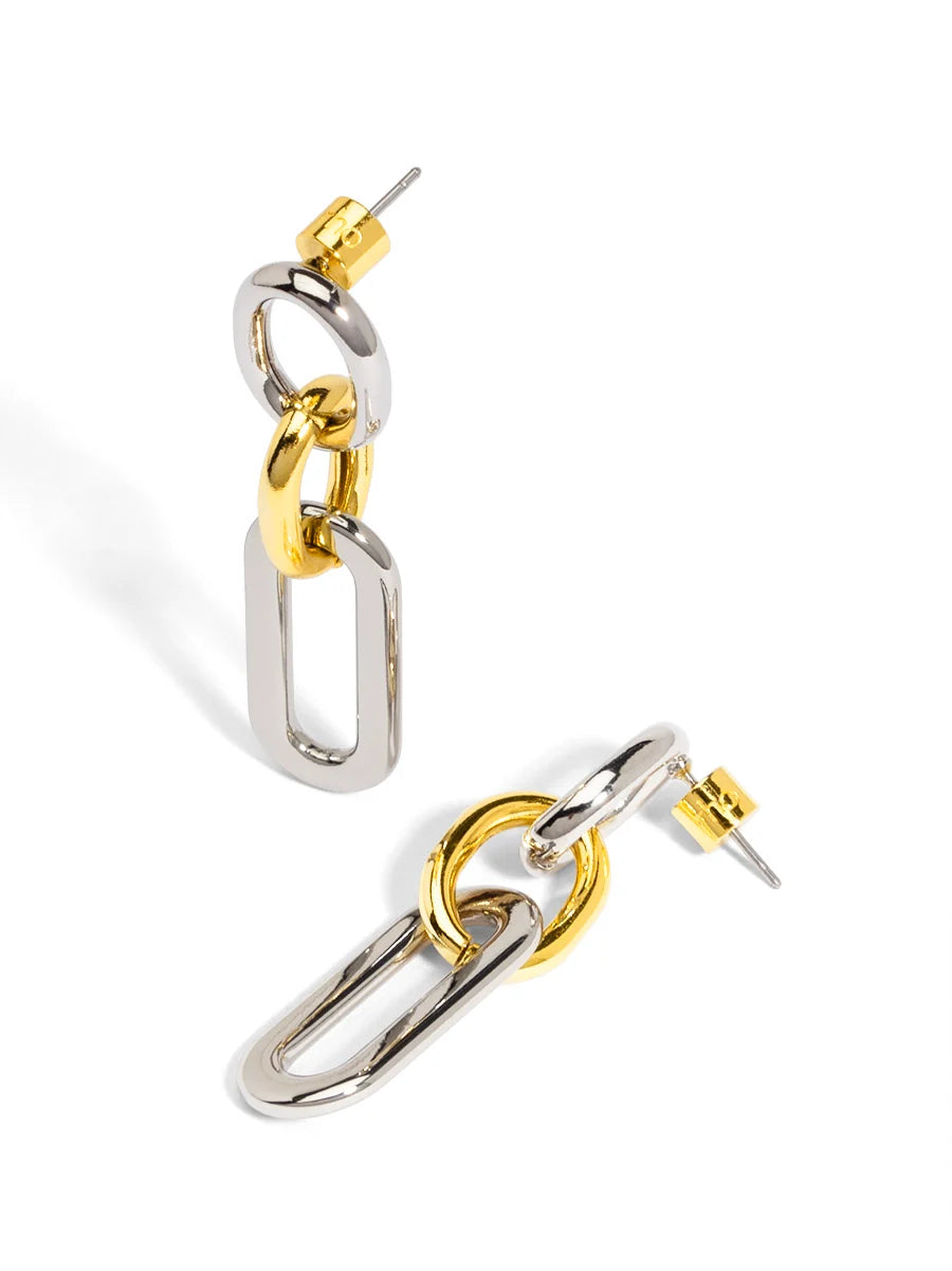 Two-Tone Mixed Links Drop Earring