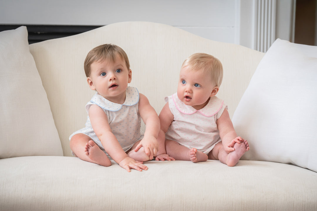 Raleigh Light Blue Swiss Dot Diaper Set