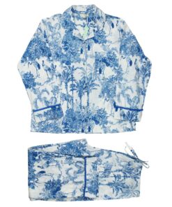 Blue & White Safari Toile De Jouy Print Pyjamas