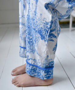Blue & White Safari Toile De Jouy Print Pyjamas