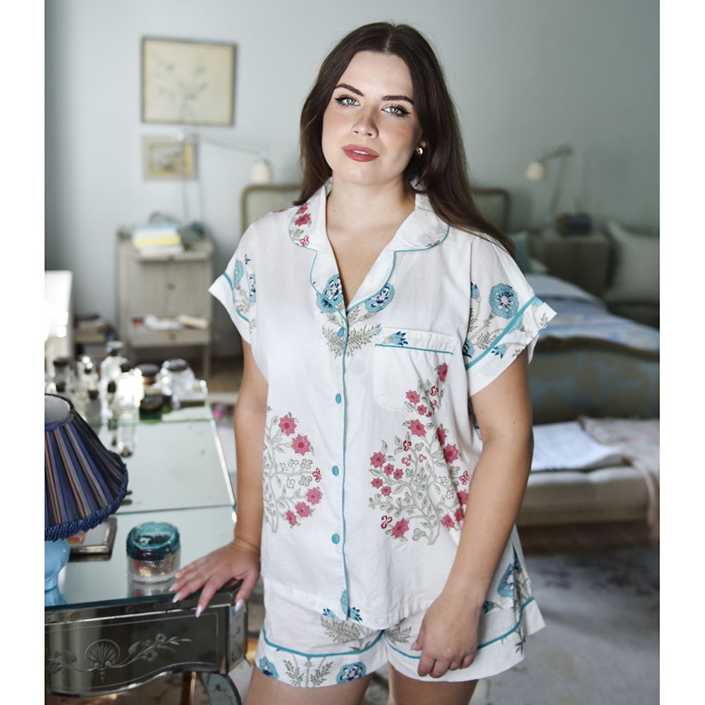Block Floral Shorts Pajama Set