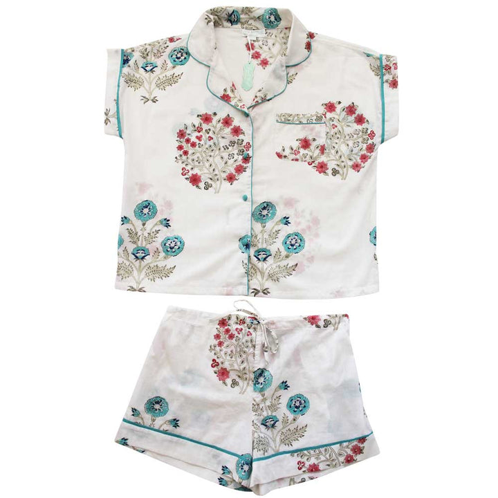 Block Floral Shorts Pajama Set