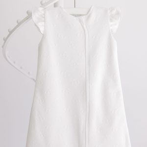 Terry Tots Sleep Sack - White Jacquard Bows
