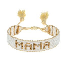 HART Small MAMA White and Gold beaded bracelet