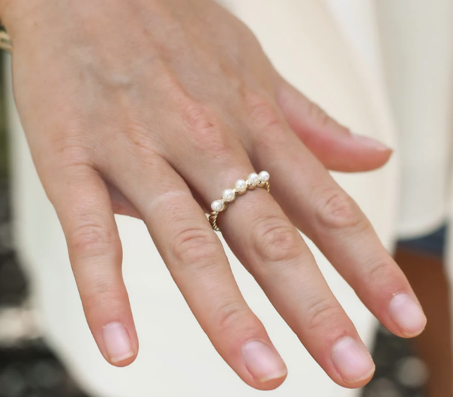 Natalie Wood Adorned Pearl Stacked Ring