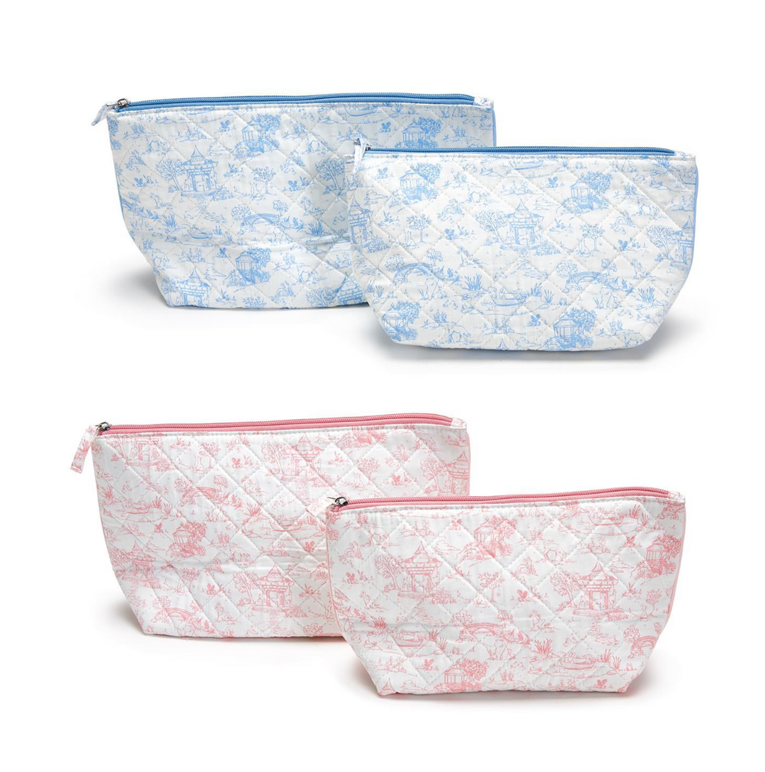 Two's Company Toile Pattern Pouch Set of 2