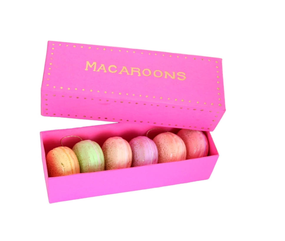 Multicolor Macaron Ornaments in Box - Pack of 6