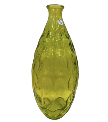 Vidrious San Miguel Recycled Art Glass Vase 15" Tall Dimpled Green