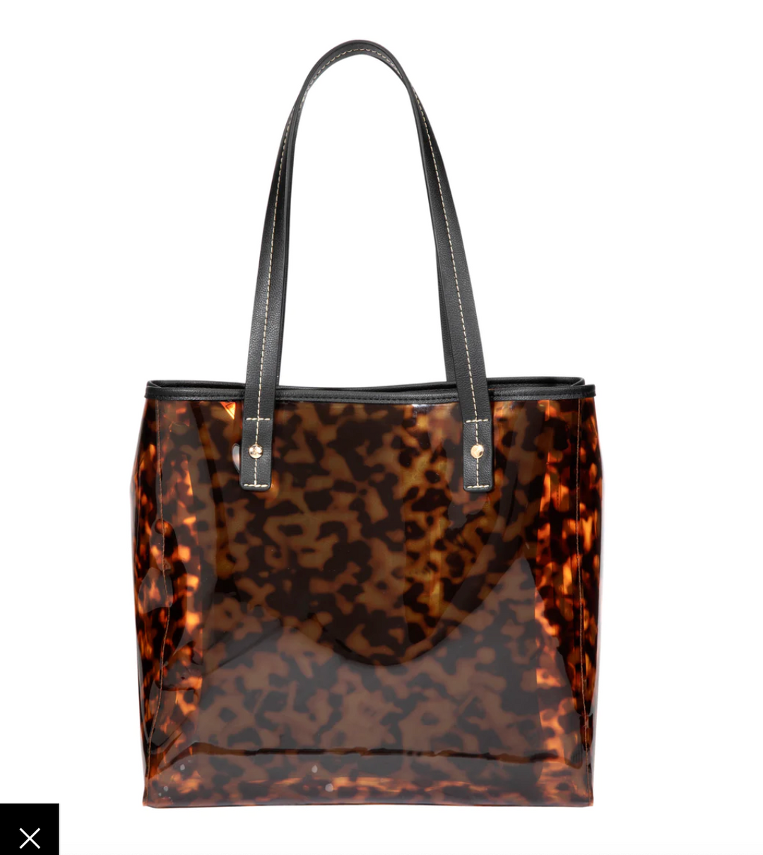 MIAMI CLEARLY TORTOISE PIPER TOTE WITH POUCH