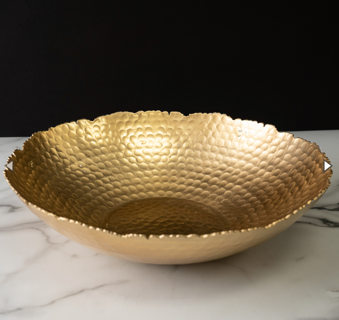 Gold Hammered Shallow Bowl