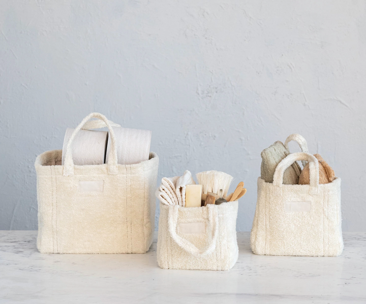 Cotton Terry Totes - natural ivory