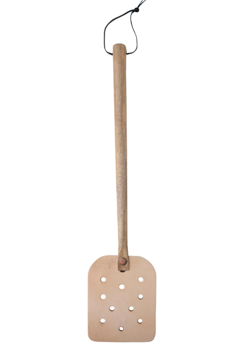 Leather Fly Swatter with Wood Handle