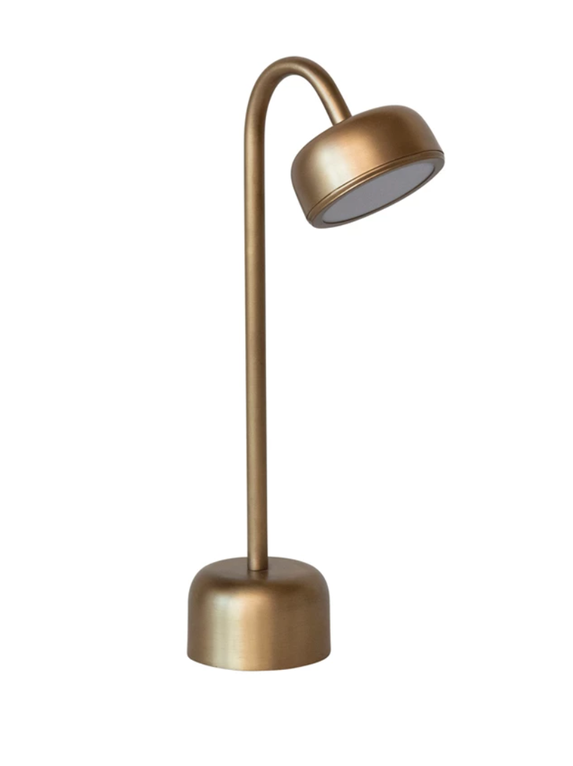 Metal Adjustable LED Table Lamp w/ Touch Sensor, Antique Brass Finish