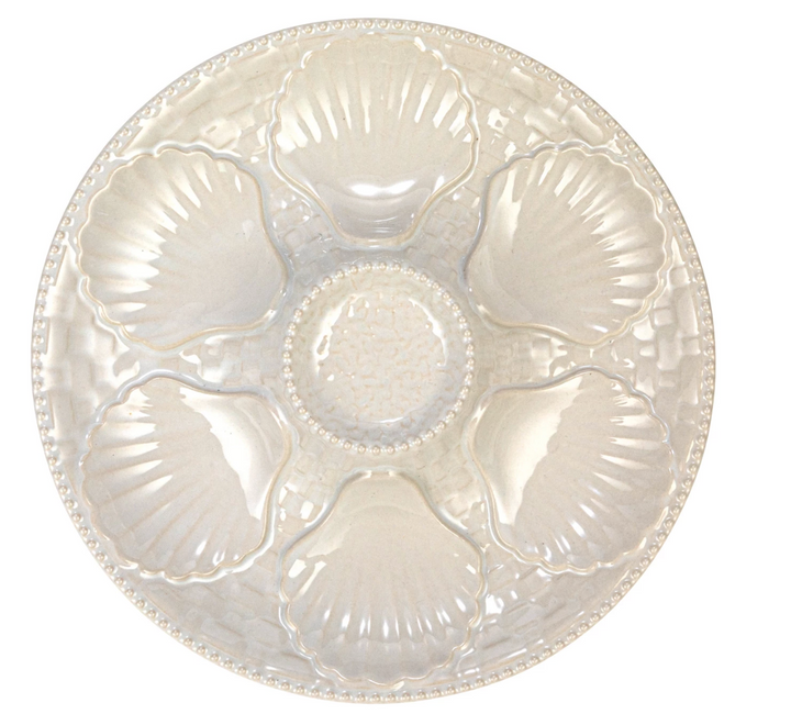 Round Stoneware Oyster Serving Plate