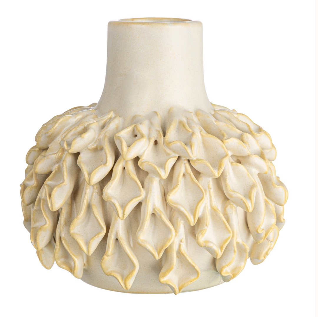 Handmade Textured Cream Stoneware Vase