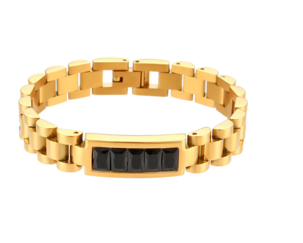 Black Zirconia Wristwatch Chain Bracelet