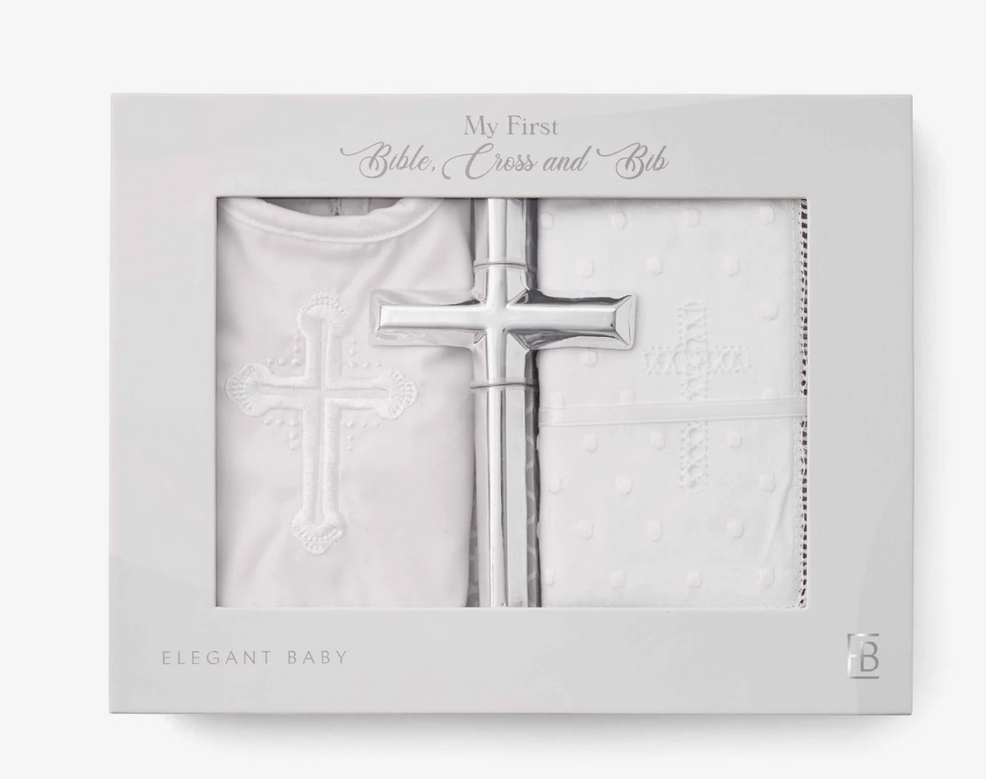 Boys' Bible, Cross, & Bib Christening Gift Set