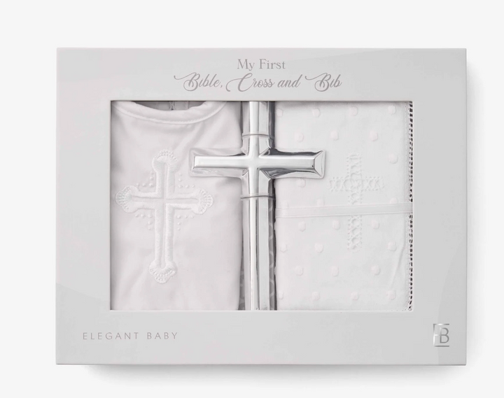 Boys' Bible, Cross, & Bib Christening Gift Set