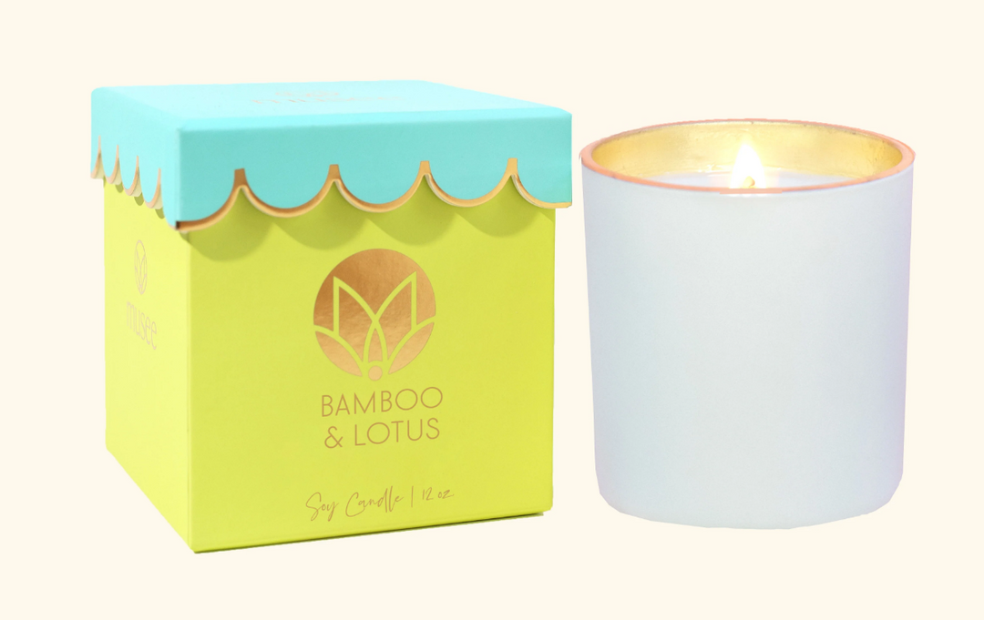 Scalloped Bamboo & Lotus Soy Candle