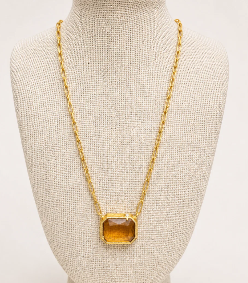 Marion Rectangle Necklace 20" Topaz